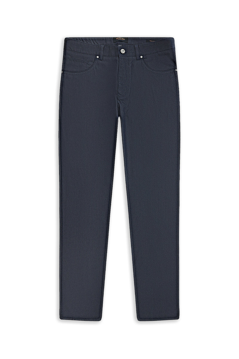 Koyu Lacivert Regular Fit Likralı Kanvas / Chino Pantolon