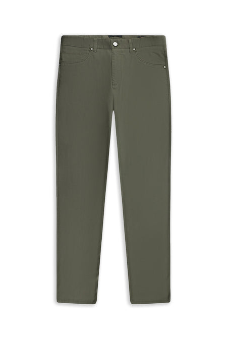 Orta Haki Regular Fit Likralı Kanvas / Chino Pantolon