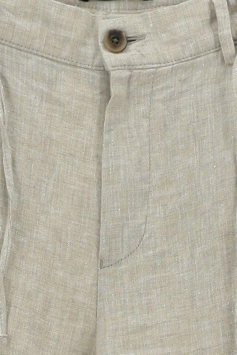 Açık Vizon Regular Fit Beli Lastikli İpli Keten Klasik Kumaş Pantolon