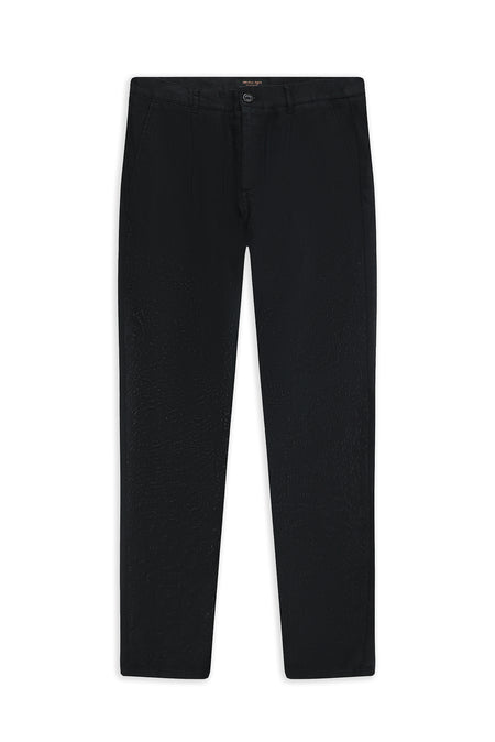 Siyah Regular Fit Pileli Keten Kanvas / Chino Pantolon