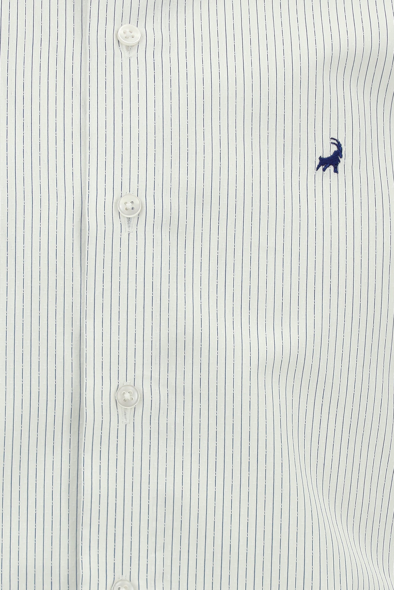 Orta Lacivert Uzun Kol Slim Fit Dar Kesim Klasik Çizgili Pamuk Gömlek