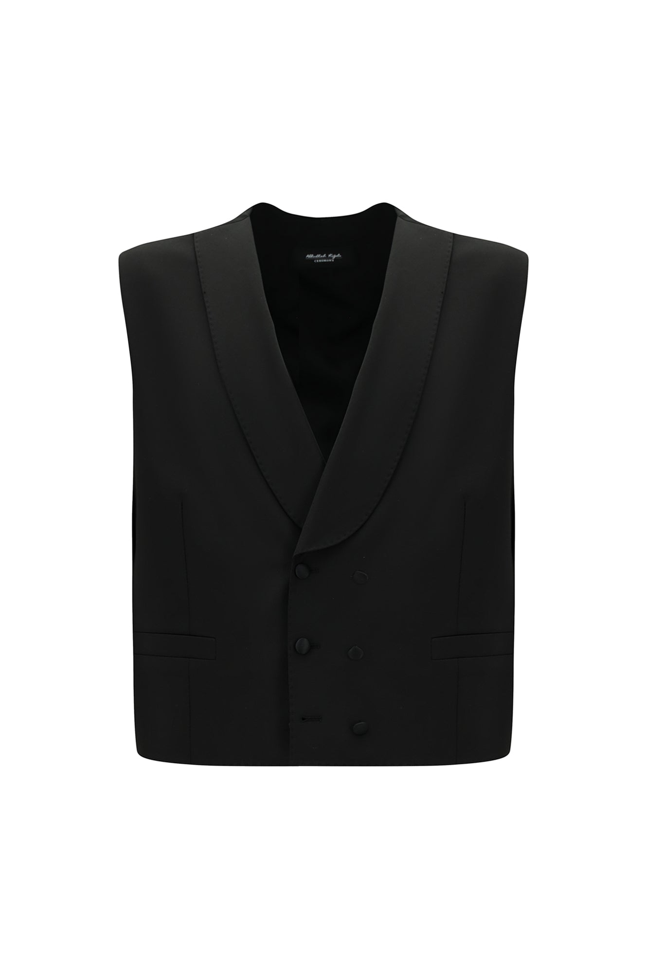 Siyah Yünlü Klasik Kruvaze Yelek