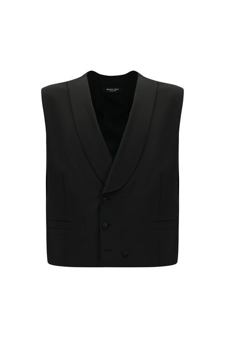 Siyah Yünlü Klasik Kruvaze Yelek