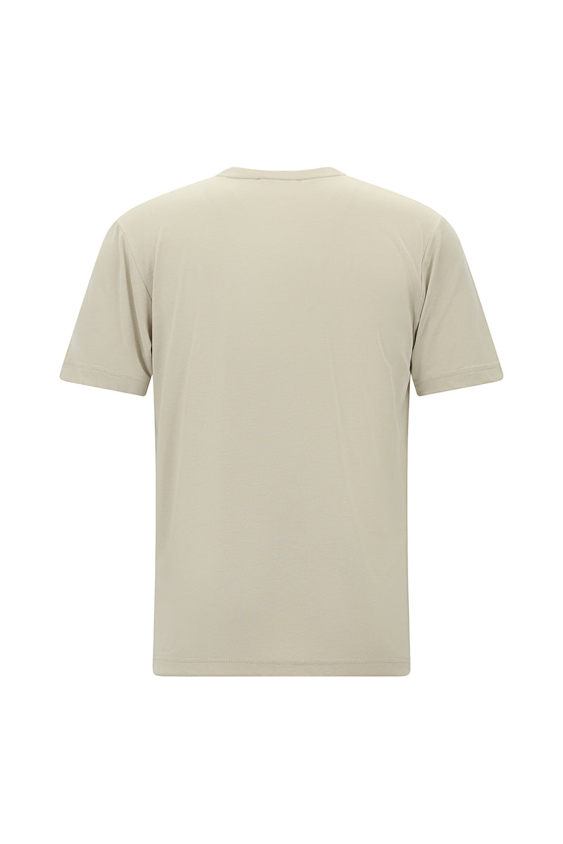 Açık Bej Bisiklet Yaka Oversize Baskılı T-shirt