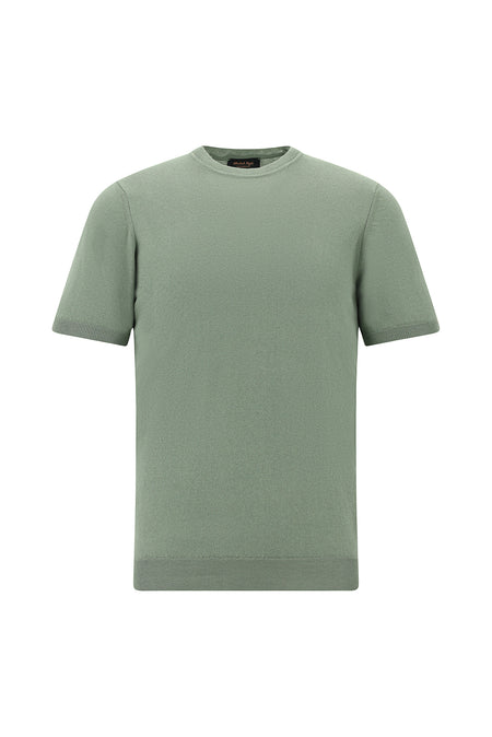 Küf Yeşili Bisiklet Yaka Slim Fit Dar Kesim Pamuklu T-shirt