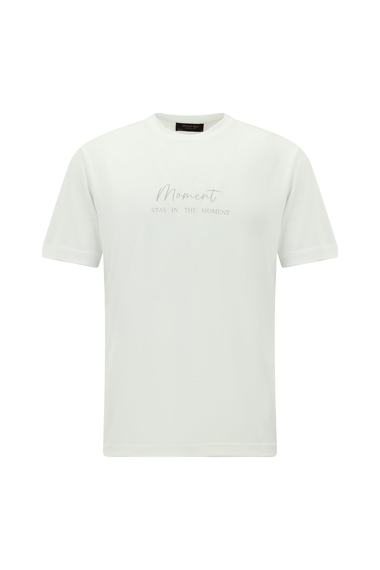 Kırık Beyaz Bisiklet Yaka Slim Fit Dar Kesim Baskılı T-shirt