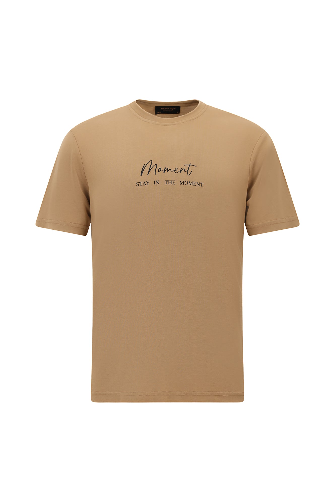 Taba Bisiklet Yaka Slim Fit Dar Kesim Baskılı T-shirt