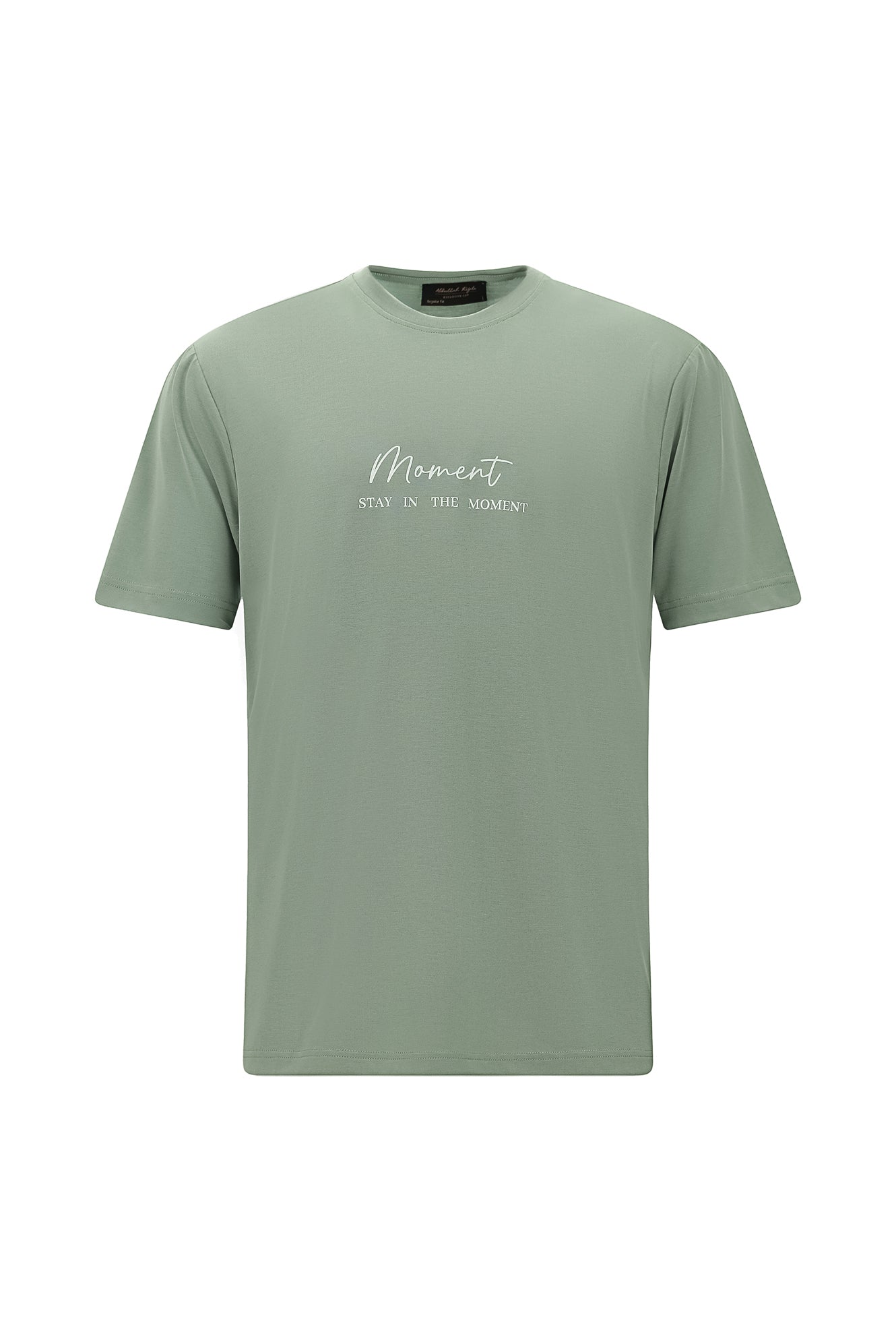 Çağla Yeşili Bisiklet Yaka Slim Fit Dar Kesim Baskılı T-shirt