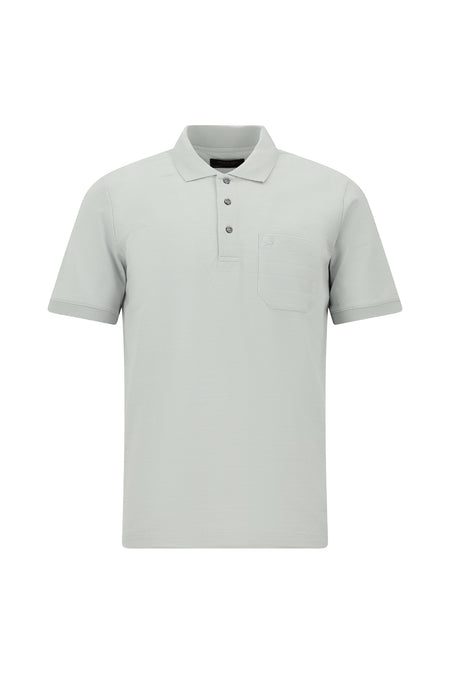 Taş Regular Fit Desenli Nakışlı Cepli Merserize Pamuk Polo Yaka T-shirt