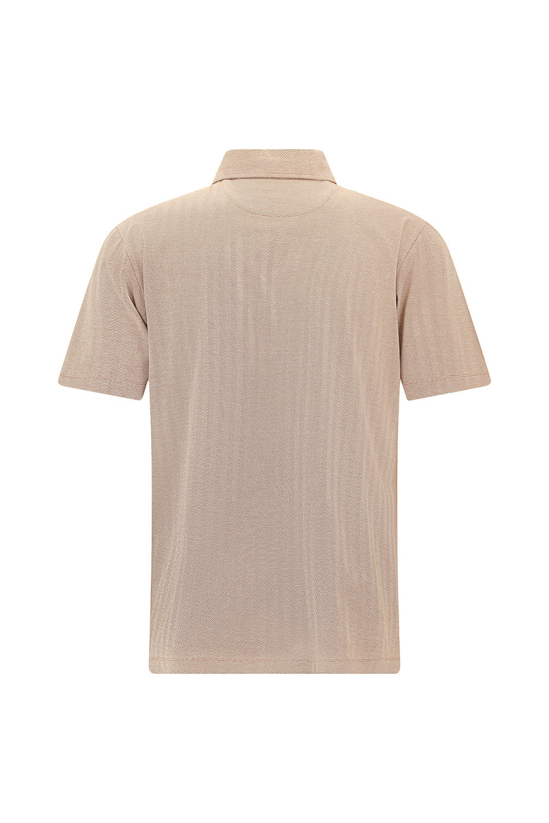 Taba Regular Fit Çizgili Nakışlı Cepli Merserize Pamuk Polo Yaka T-shirt
