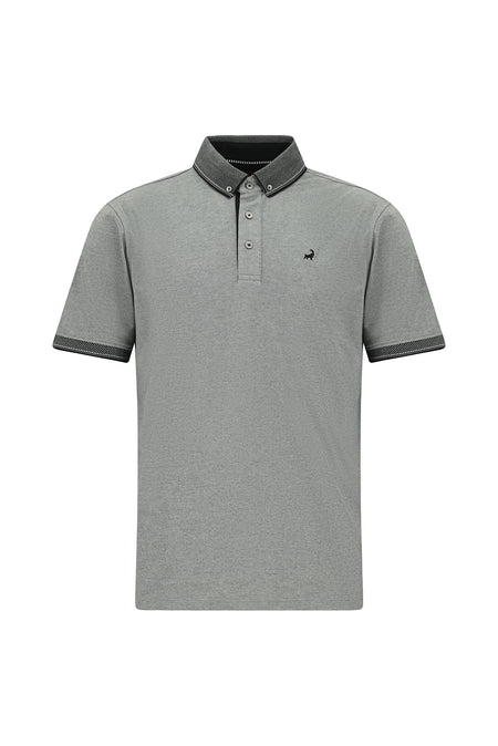 Siyah Regular Fit Desenli Nakışlı Pamuklu Polo Yaka T-shirt
