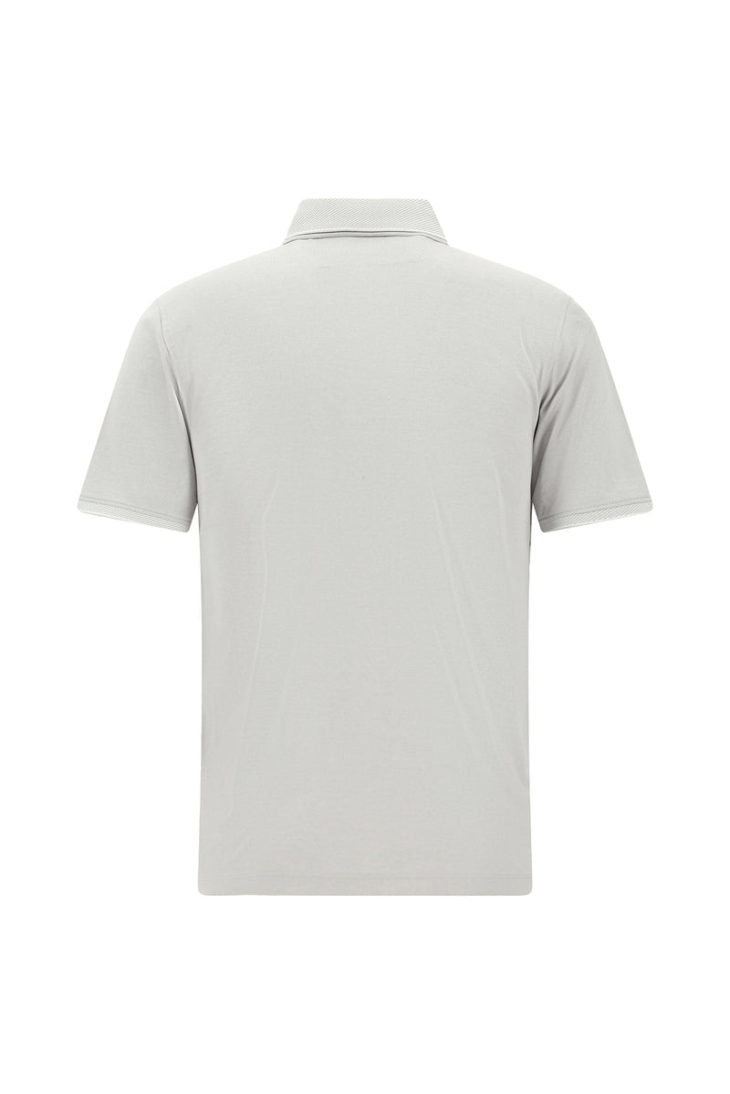 Orta Gri Regular Fit Desenli Nakışlı Pamuklu Polo Yaka T-shirt