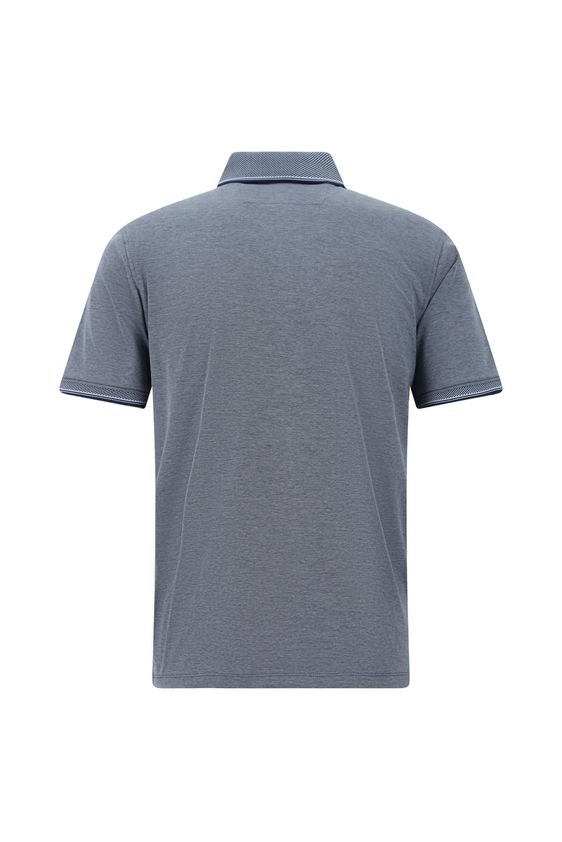 Koyu Lacivert Regular Fit Desenli Nakışlı Pamuklu Polo Yaka T-shirt