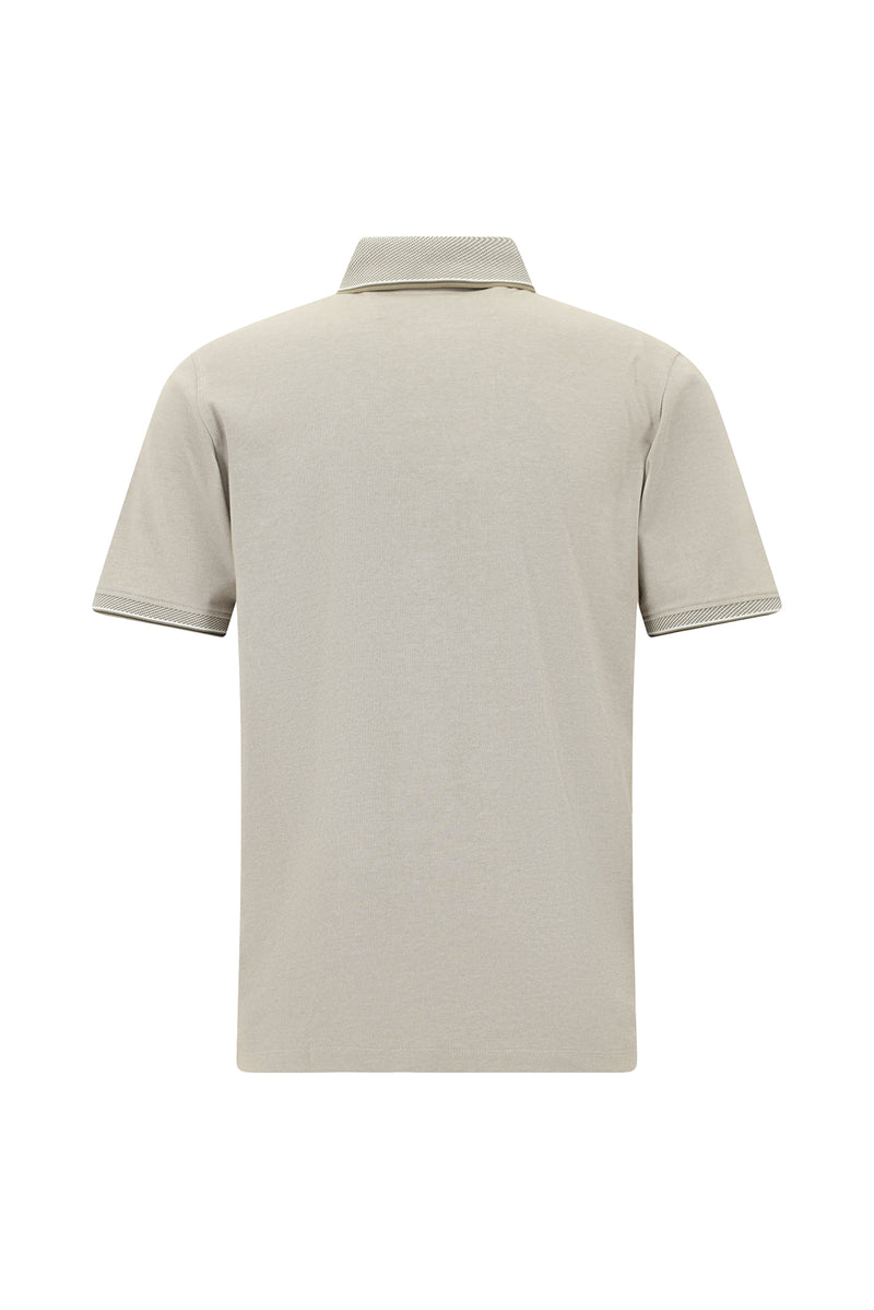 Orta Kahve Regular Fit Desenli Nakışlı Pamuklu Polo Yaka T-shirt