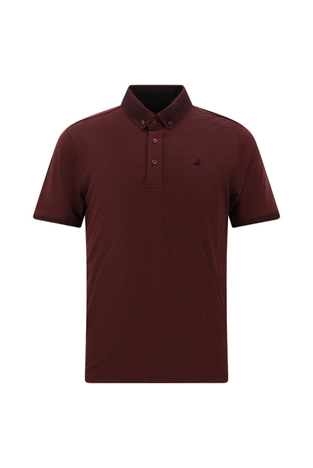 Koyu Bordo Regular Fit Desenli Nakışlı Pamuklu Polo Yaka T-shirt