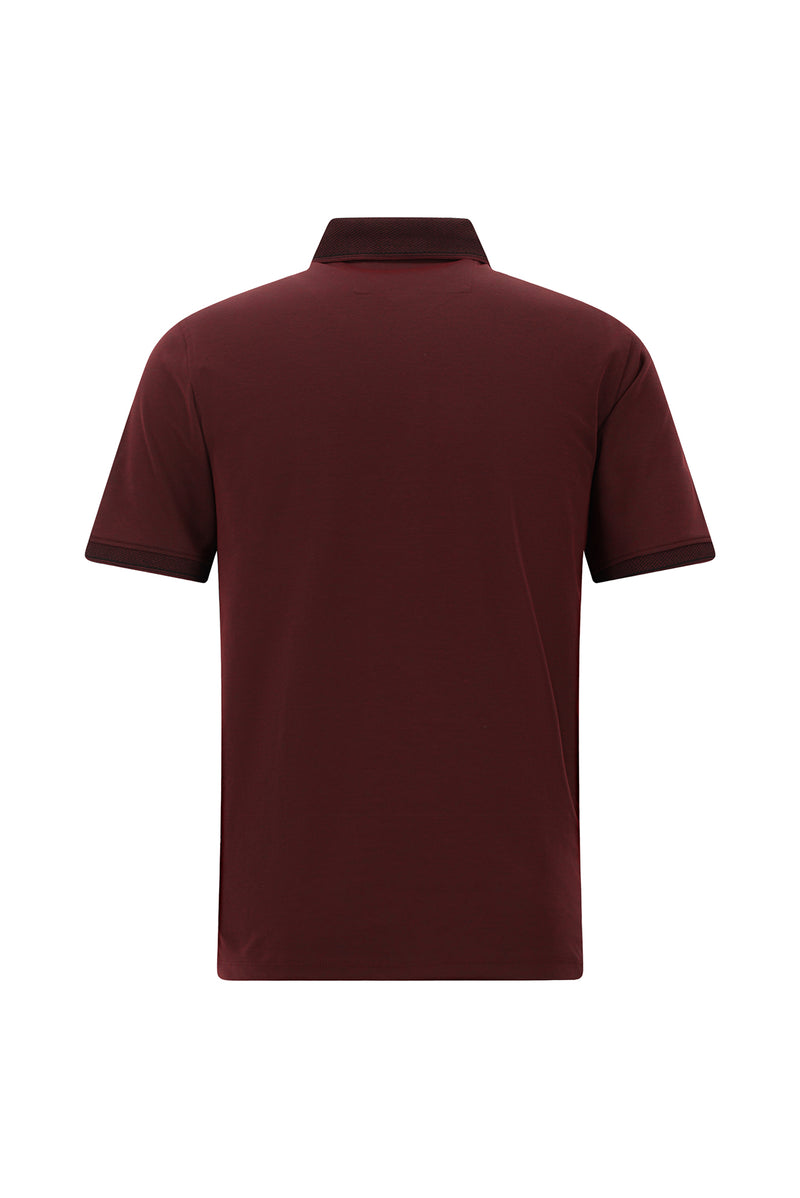 Koyu Bordo Regular Fit Desenli Nakışlı Pamuklu Polo Yaka T-shirt