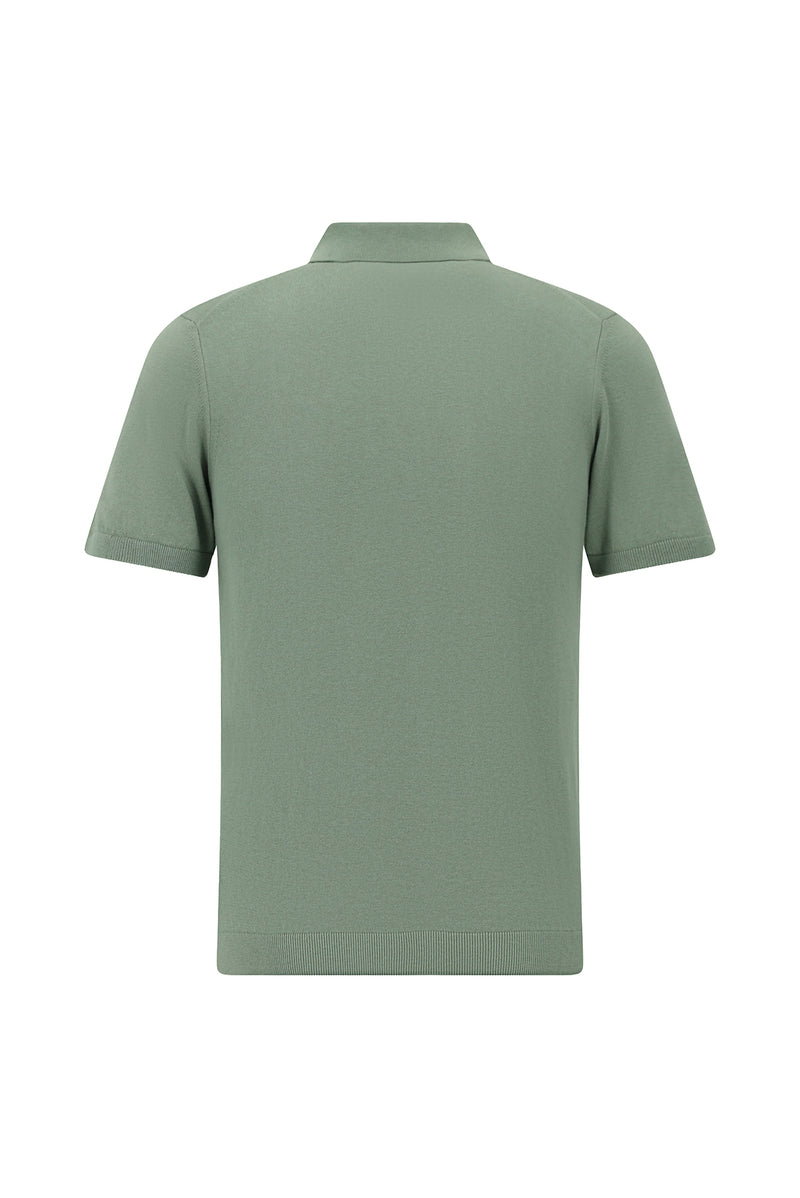 Küf Yeşili Slim Fit Dar Kesim Pamuklu Polo Yaka T-shirt