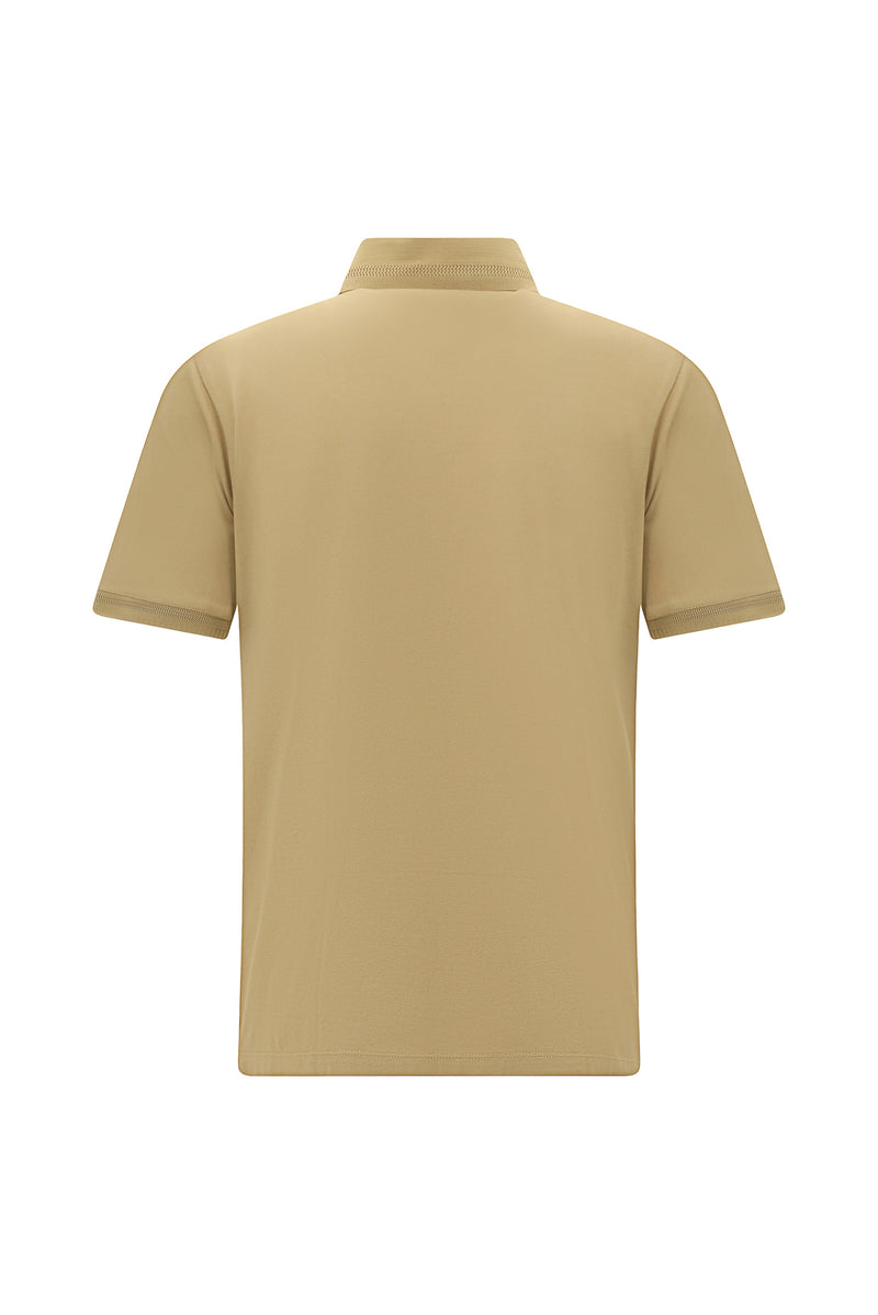 Camel Slim Fit Dar Kesim Nakışlı Merserize Pamuk Polo Yaka T-shirt