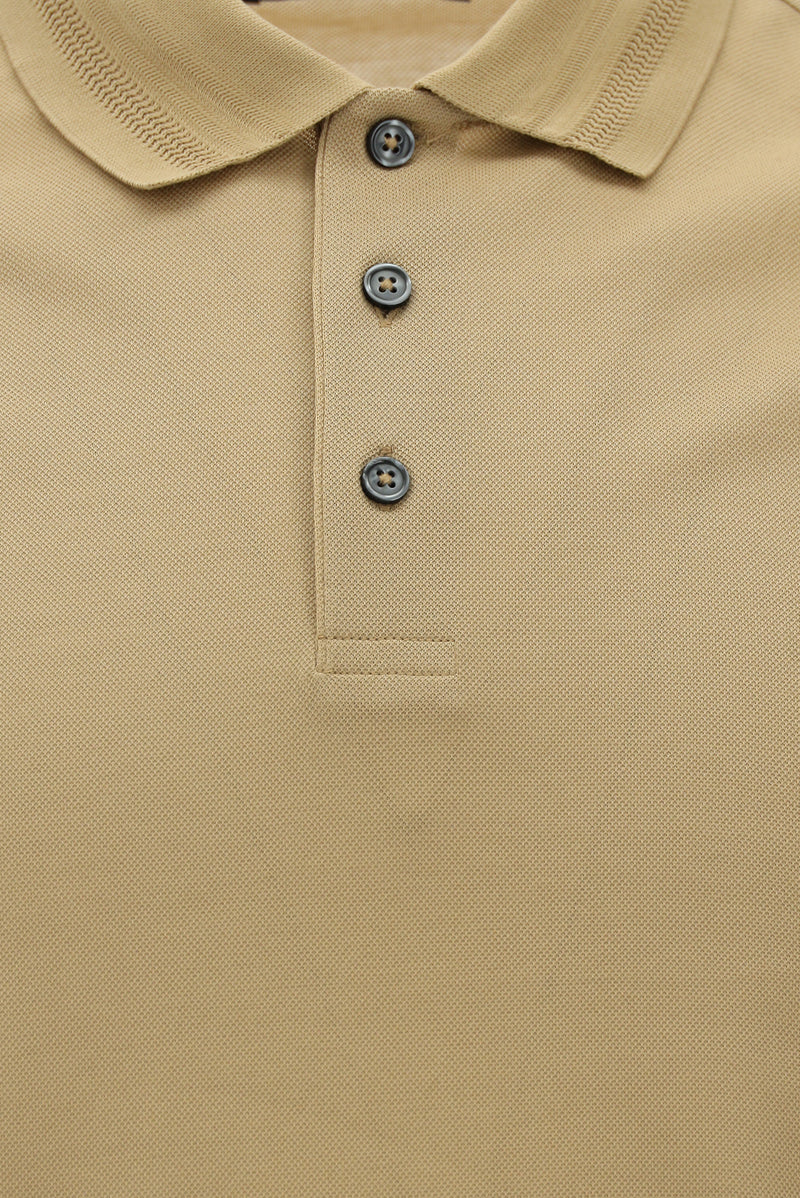 Camel Slim Fit Dar Kesim Nakışlı Merserize Pamuk Polo Yaka T-shirt