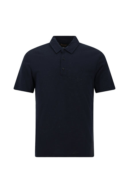 Koyu Lacivert Slim Fit Dar Kesim Nakışlı Pamuklu Lyocell Polo Yaka T-shirt