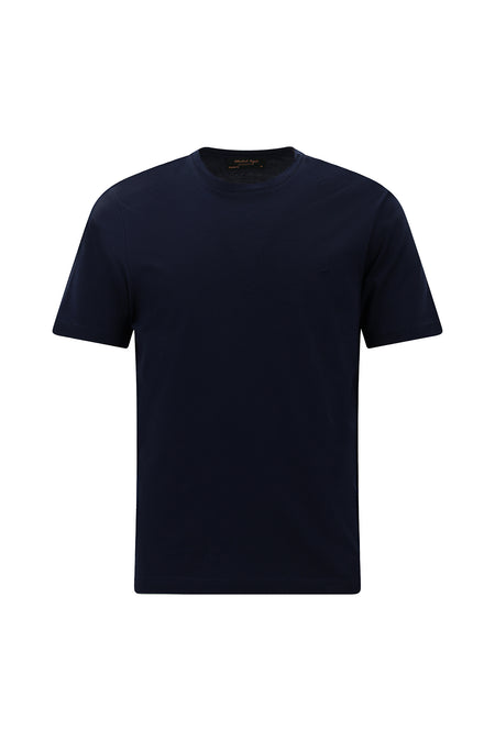 Lacivert Bisiklet Yaka Regular Fit Nakışlı Pamuklu T-shirt