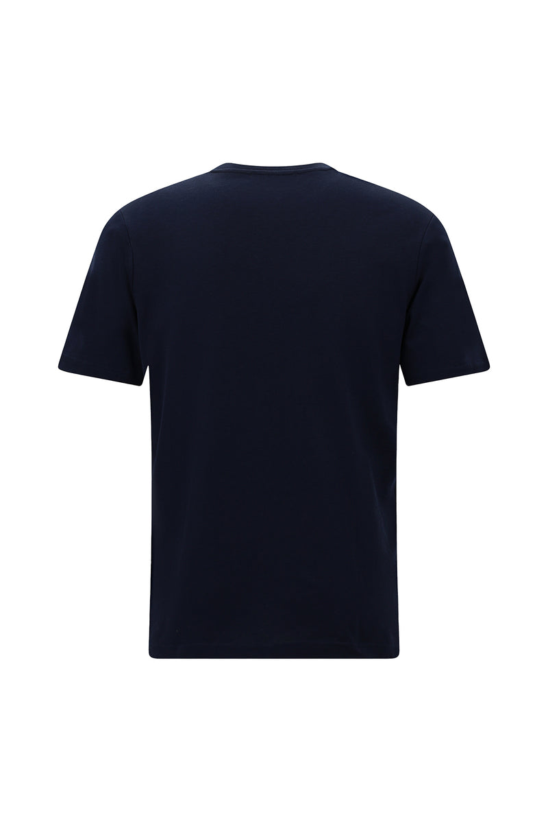 Lacivert Bisiklet Yaka Regular Fit Nakışlı Pamuklu T-shirt