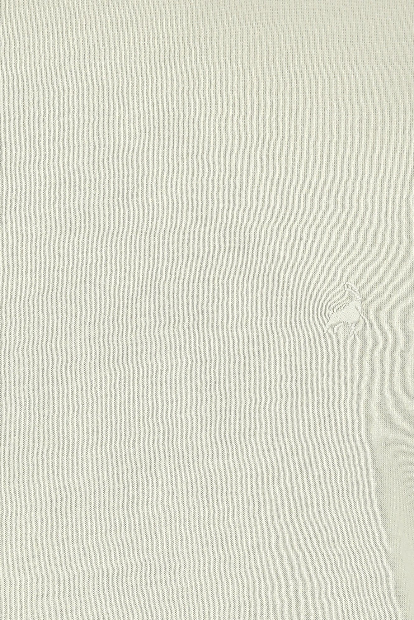 Küf Yeşili Bisiklet Yaka Regular Fit Nakışlı Modal Karışımlı T-shirt