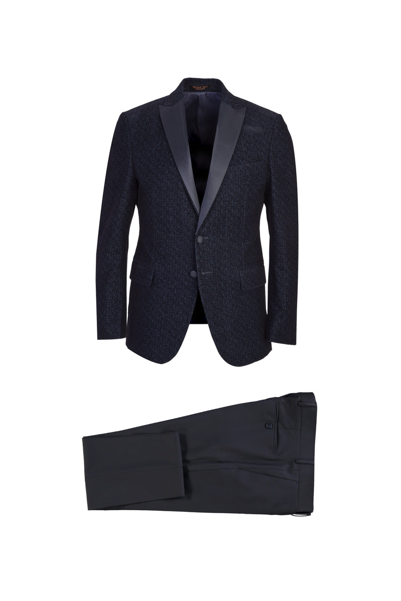 Lacivert Slim Fit Dar Kesim Smokin & Damatlık