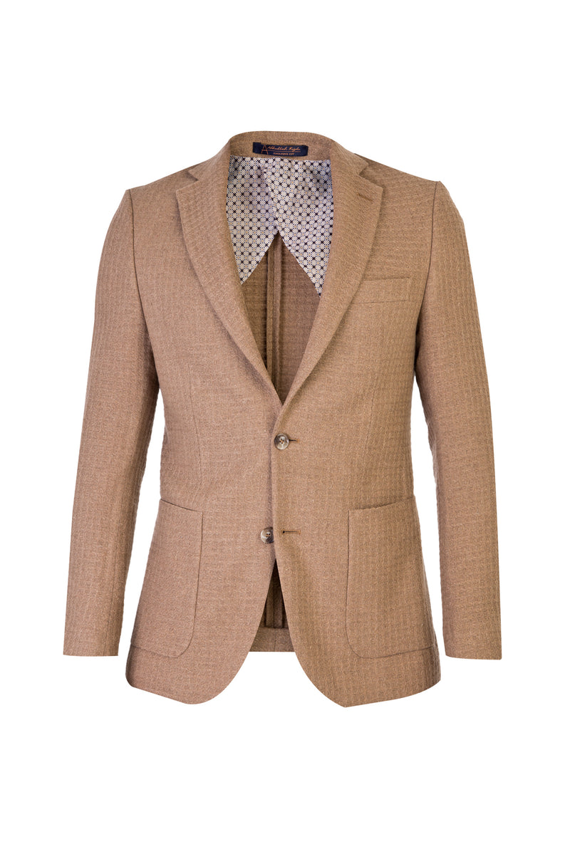 Bej Yünlü Desenli Spor Ceket