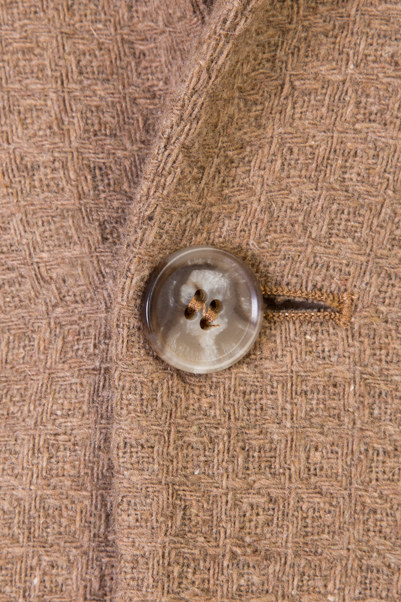 Bej Yünlü Desenli Spor Ceket