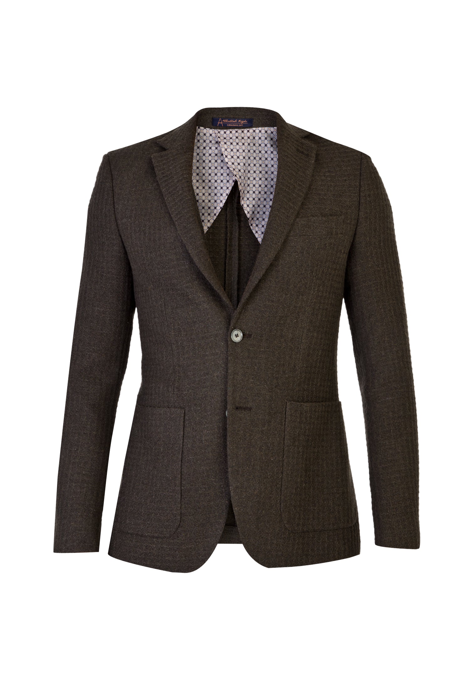 Koyu Yesil 7 Drop Slim Fit Dar Kesim Yünlü Desenli Spor Ceket-Abdullah Ki??l?