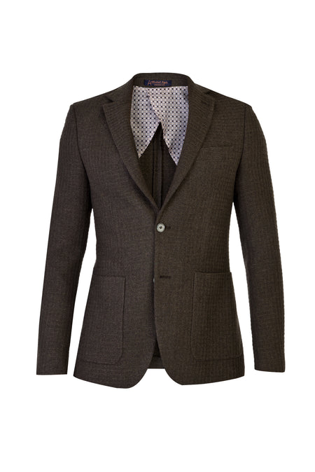Koyu Yesil 7 Drop Slim Fit Dar Kesim Yünlü Desenli Spor Ceket-Abdullah Ki??l?