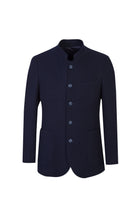 Lacivert 7 Drop Slim Fit Dar Kesim Yünlü Desenli Ceket-Abdullah Ki??l?