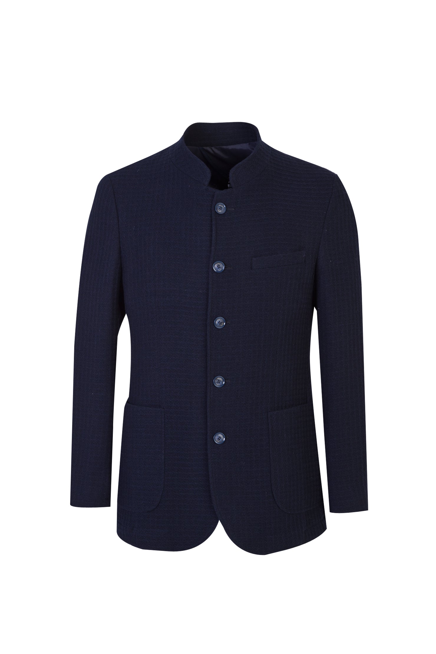 Lacivert 7 Drop Slim Fit Dar Kesim Yünlü Desenli Ceket-Abdullah Ki??l?
