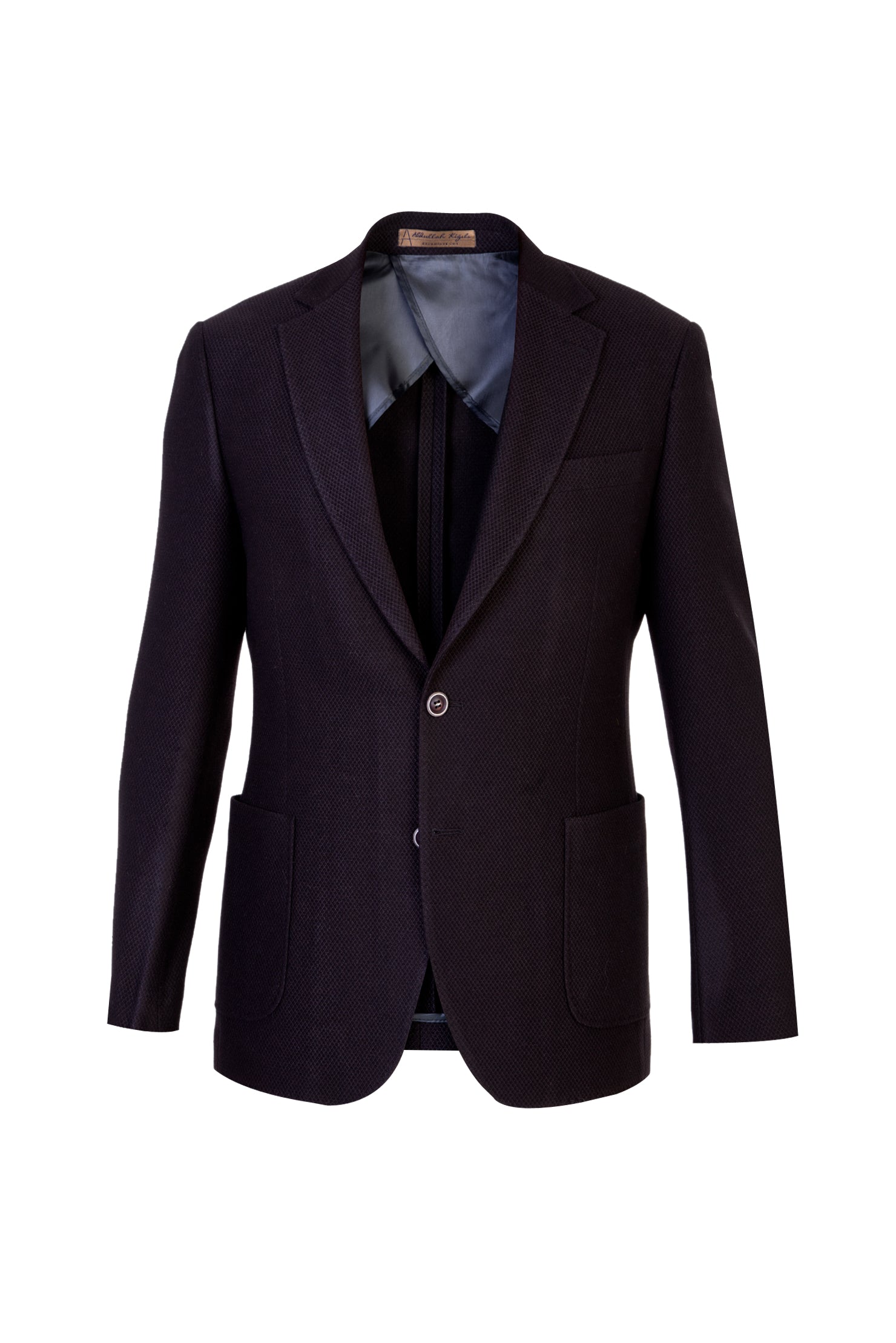 Siyah İtalyan Slim Fit Dar Kesim Yünlü Kuşgözü Ceket