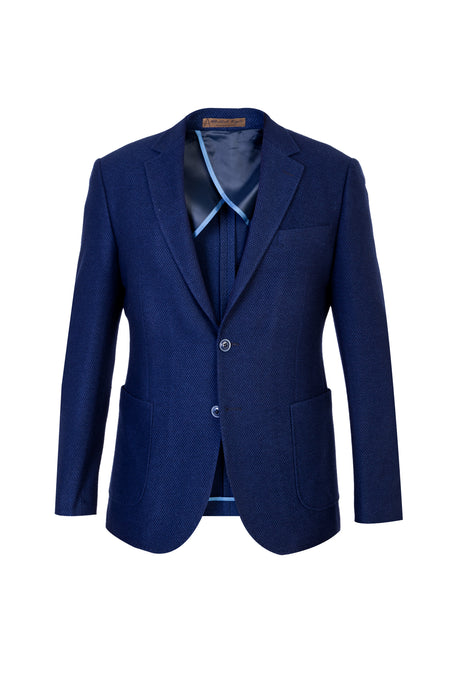 Mavi ?talyan 7 Drop Slim Fit Dar Kesim Yünlü Ku?gözü ?pek Kar???ml? Ceket-Abdullah Ki??l?
