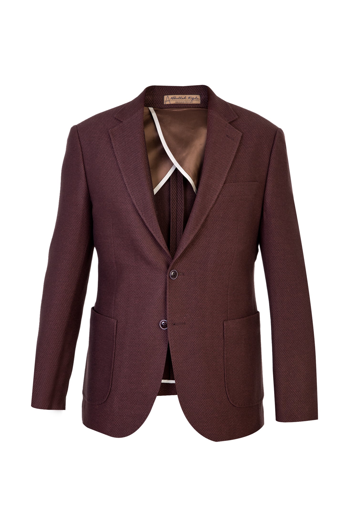 Koyu Kahve ?talyan 7 Drop Slim Fit Dar Kesim Yünlü Ku?gözü ?pek Kar???ml? Ceket-Abdullah Ki??l?
