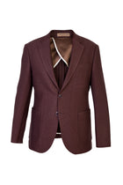 Koyu Kahve İtalyan Slim Fit Dar Kesim Yünlü Kuşgözü Ceket