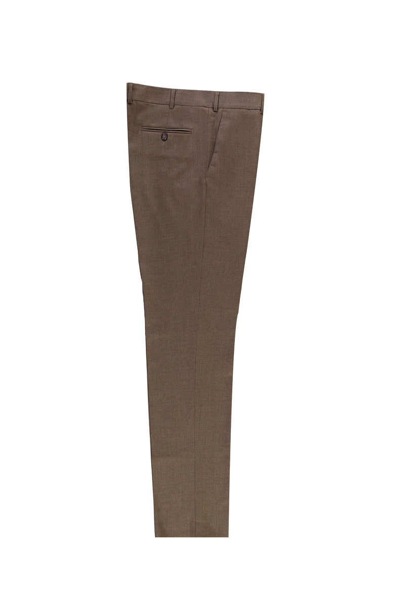 Açık Kahve - Camel Relax Fit Rahat Kesim İtalyan Yünlü Flanel Kumaş Pantolon