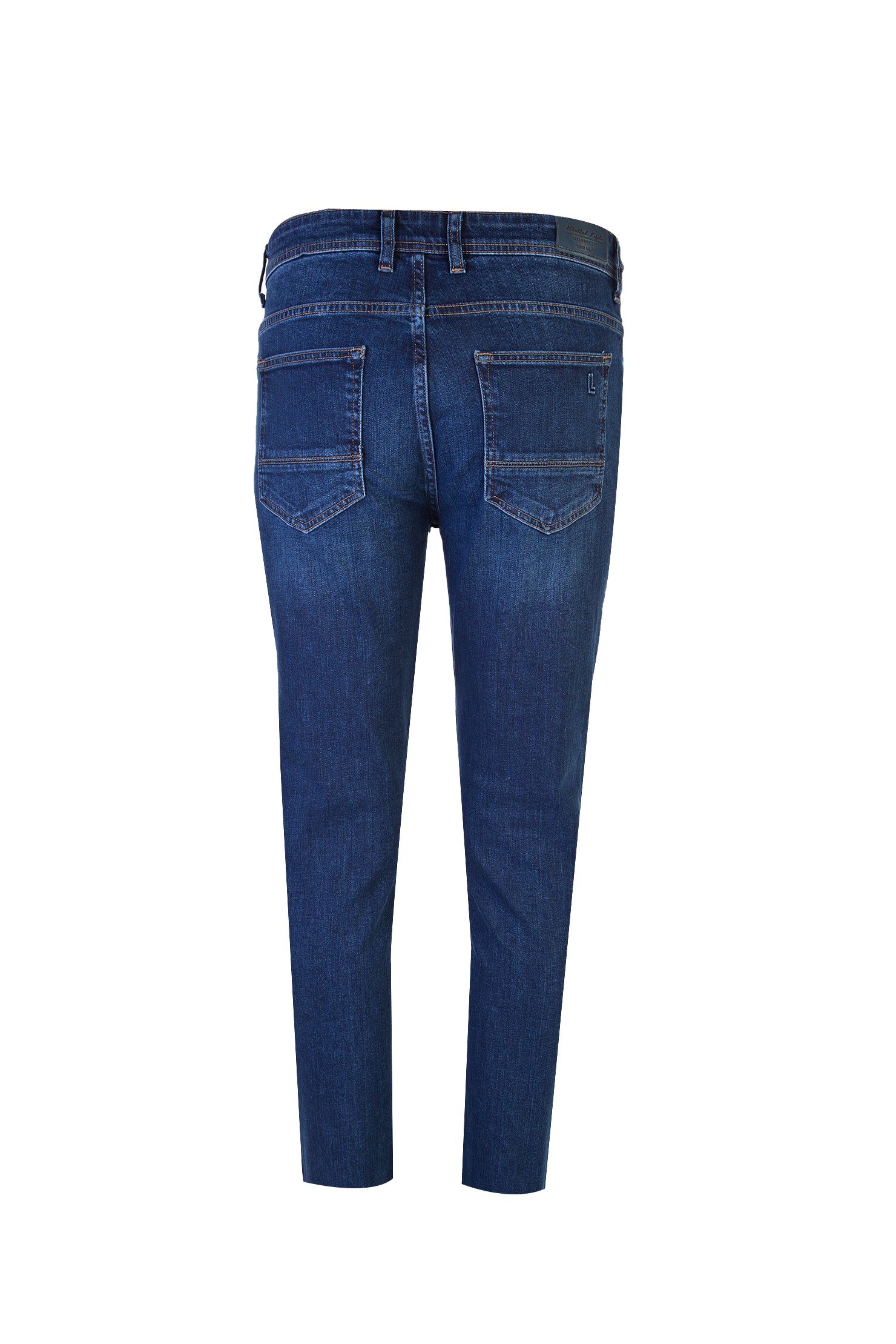 Lacivert Slim Fit Dar Kesim Likral? Denim Pantolon-Abdullah Ki??l?