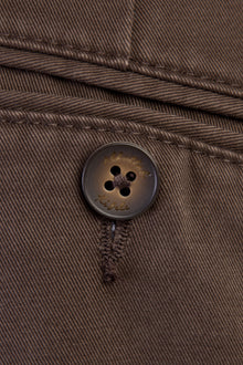 Koyu Kahve Regular Fit Likralı Kanvas / Chino Pantolon