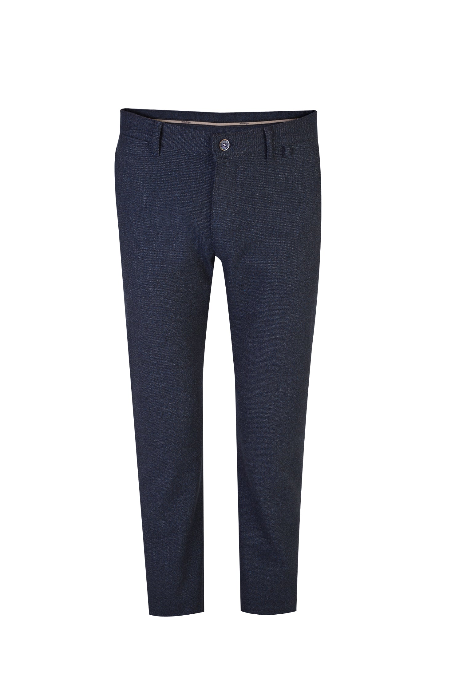 Lacivert Relax Fit Rahat Kesim Desenli Likralı Kanvas / Chino Pantolon