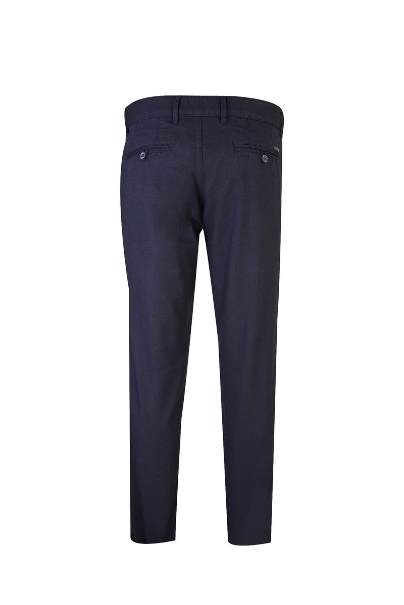 Lacivert Relax Fit Rahat Kesim Kuşgözü Likralı Kanvas / Chino Pantolon