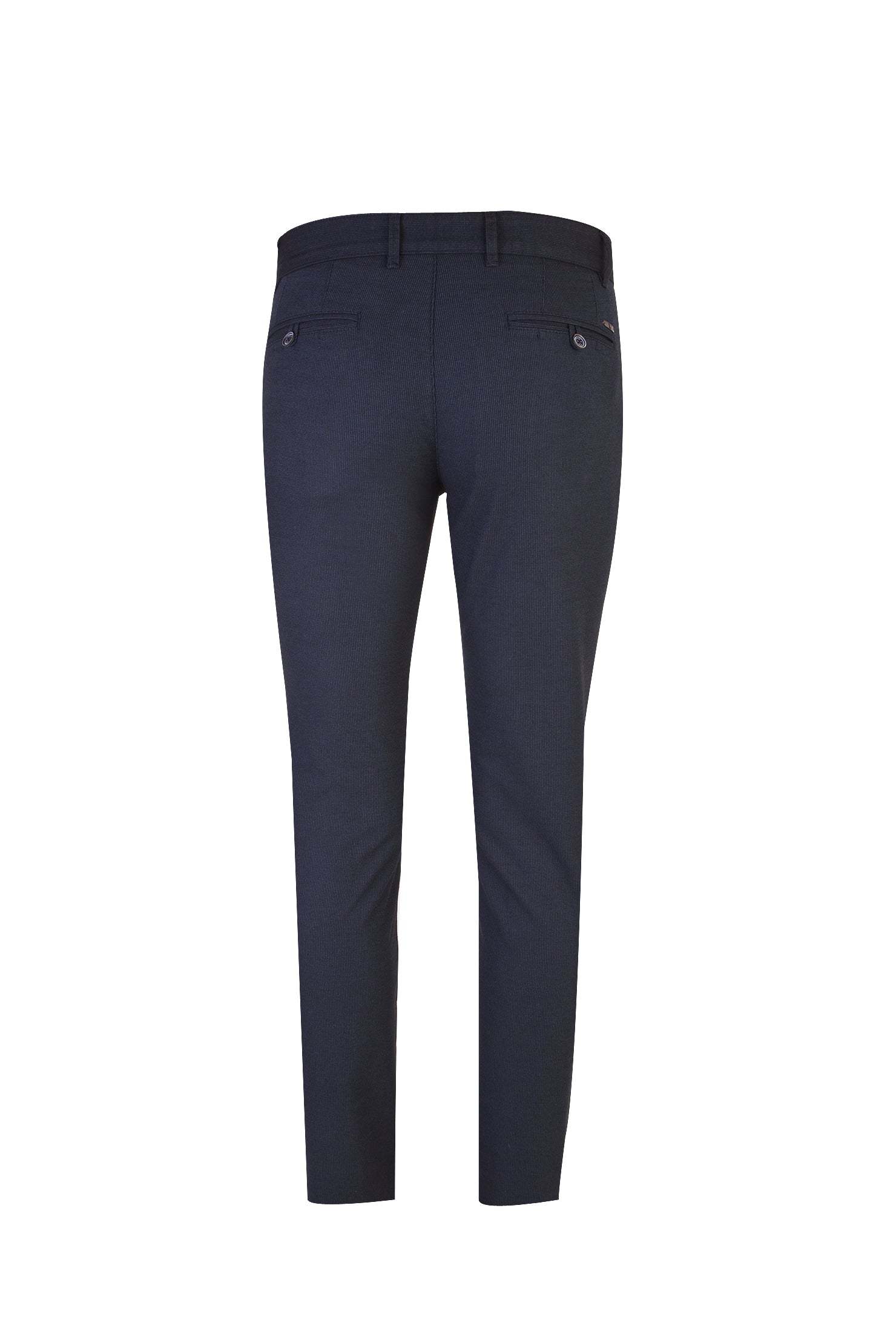 Koyu Mavi Slim Fit Dar Kesim Ku?gözü Pileli Likral? Kanvas / Chino Pantolon-Abdullah Ki??l?