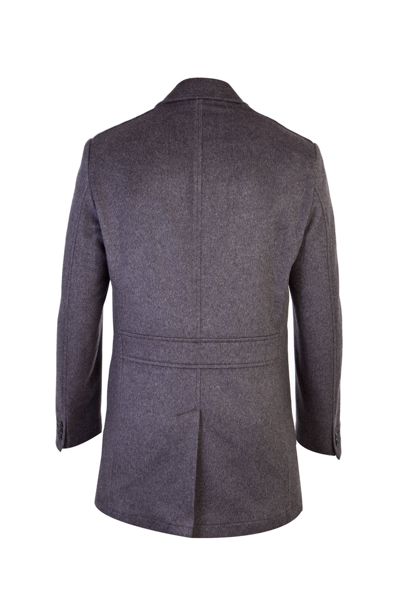 Orta Füme İtalyan Kaşmir Slim Fit Dar Kesim  Kaban