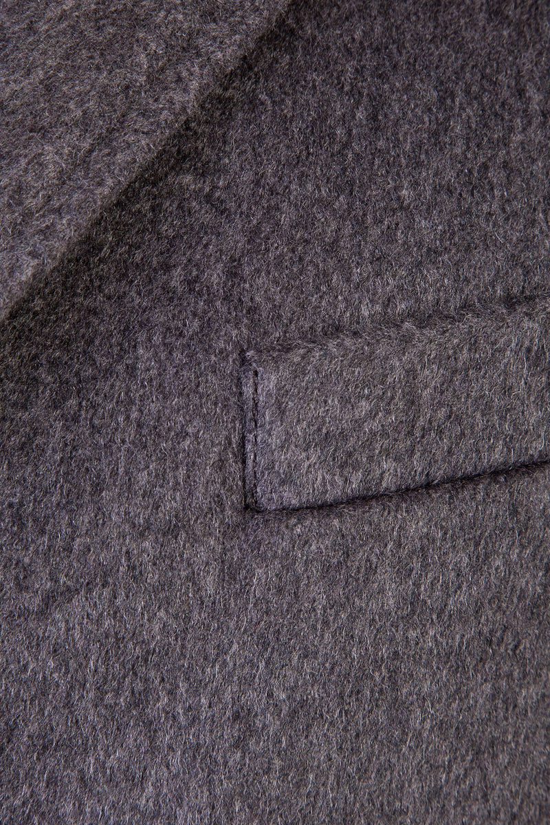 Orta Füme İtalyan Kaşmir Slim Fit Dar Kesim  Kaban
