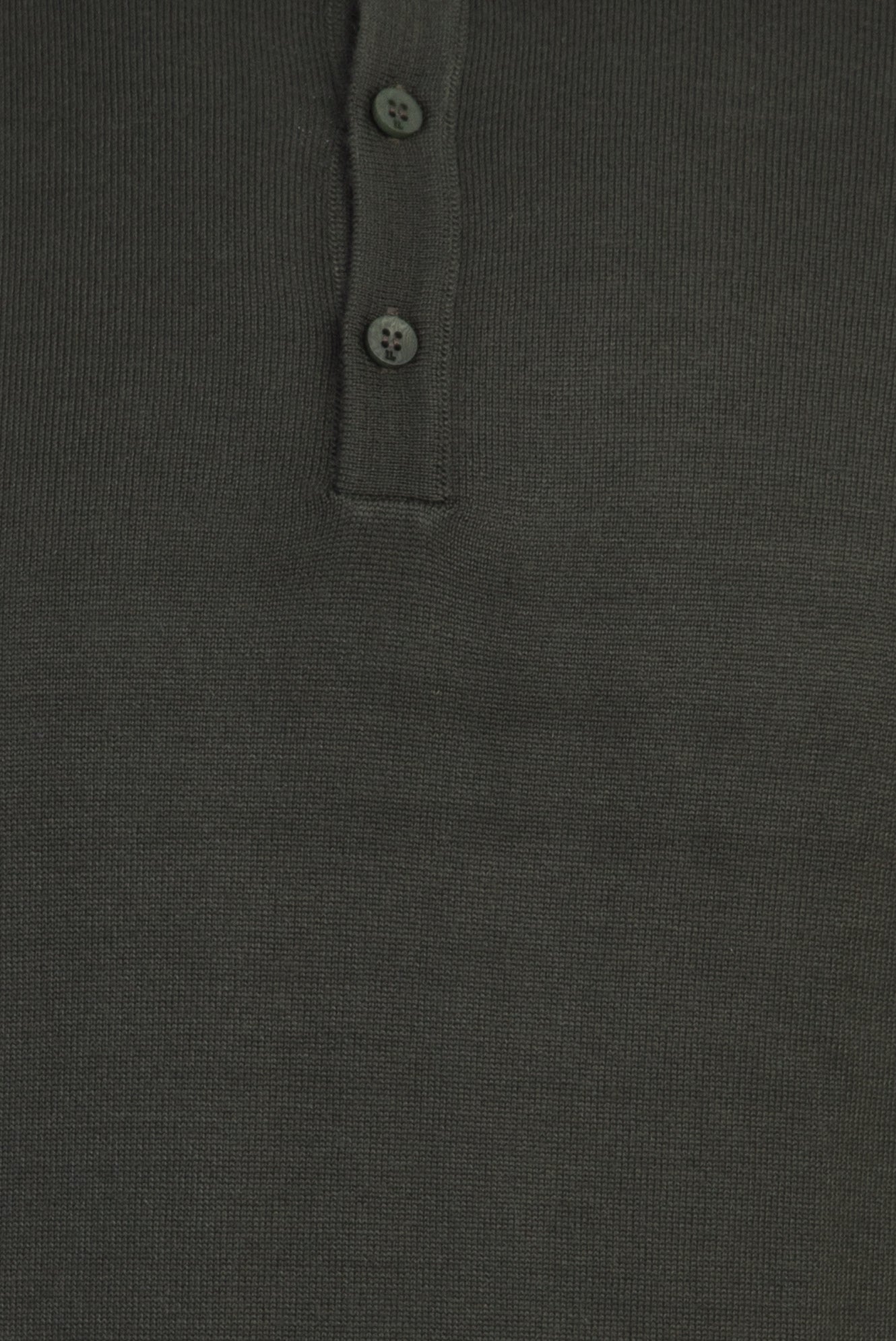 Haki Polo Yaka Regular Fit Yünlü Triko Kazak