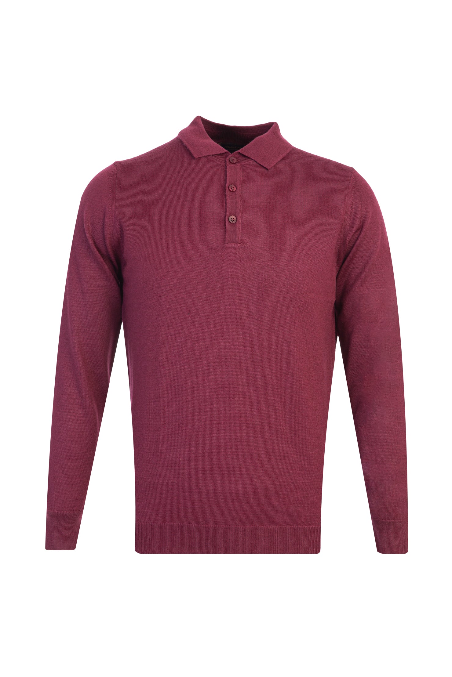Bordo Polo Yaka Regular Fit Yünlü Triko Kazak