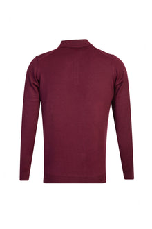 Bordo Polo Yaka Regular Fit Yünlü Triko Kazak