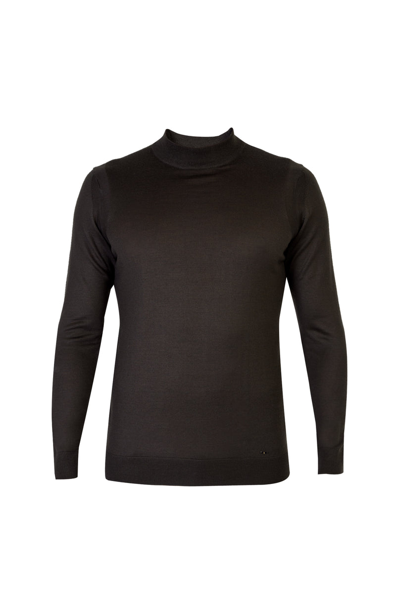 Haki Yarım Balıkçı Yaka Regular Fit Yünlü Triko Kazak